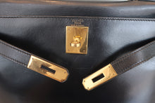 將圖片載入圖庫檢視器 HERMES／エルメス ケリー28 ボックスカーフ ブラック ハンドバッグ 700060225

