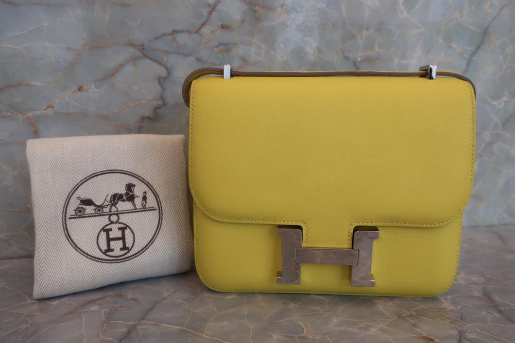 HERMES／エルメス コンスタンス3 ミニ ヴォースイフト ライム D刻印 ショルダーバッグ 700050088