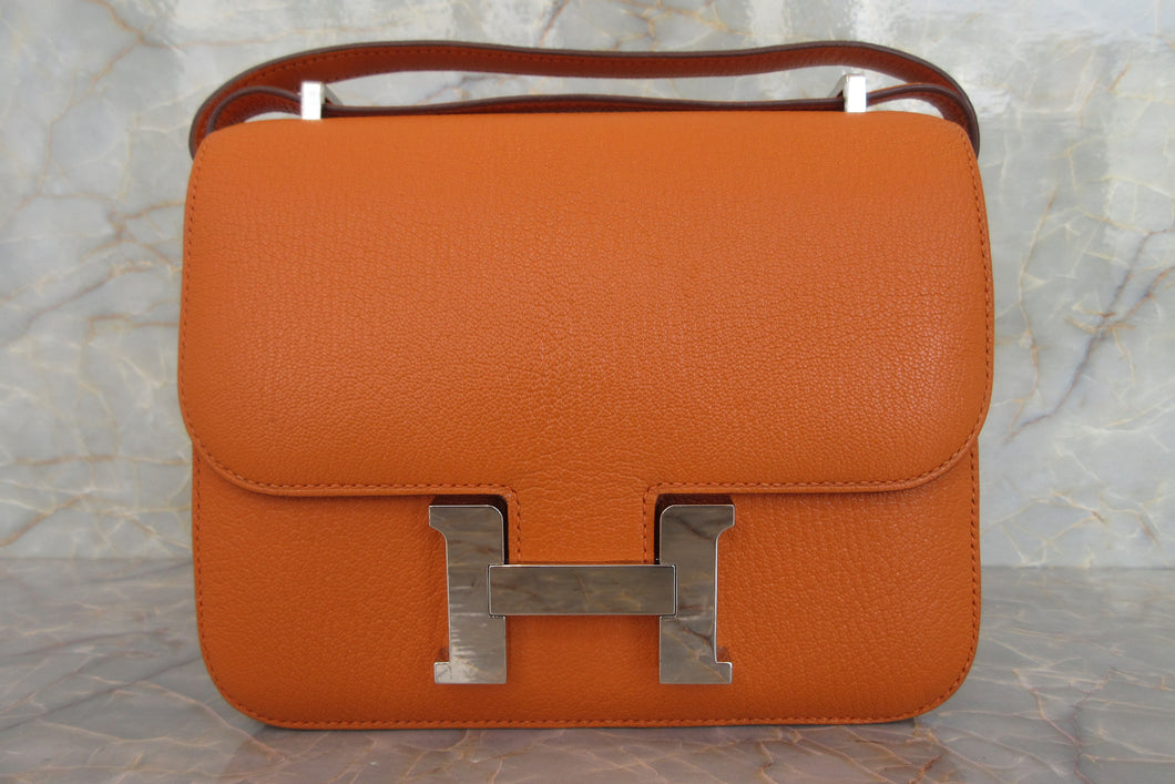 HERMES／エルメス コンスタンス3 ミニ ヴェルソ シェーブル オレンジ/ローズアザレ U刻印 ショルダーバッグ 700030122