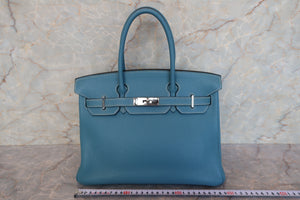 HERMES／エルメス バーキン30 トリヨンクレマンス ブルージーン □M刻印 ハンドバッグ 700100127
