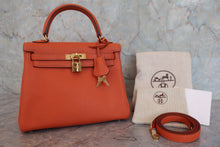 画像をギャラリービューアに読み込む, HERMES／エルメス ケリー25 トゴ オレンジ □K刻印 ショルダーバッグ 800040151
