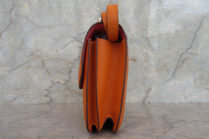 HERMES／エルメス コンスタンス3 ミニ ヴェルソ シェーブル オレンジ/ローズアザレ U刻印 ショルダーバッグ 700030122