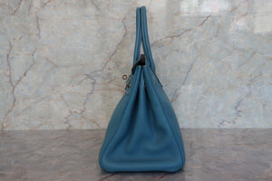 HERMES／エルメス バーキン30 トリヨンクレマンス ブルージーン □M刻印 ハンドバッグ 700100127