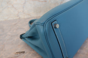 HERMES／エルメス バーキン30 トリヨンクレマンス ブルージーン □M刻印 ハンドバッグ 700100127