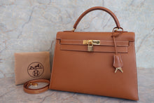 将图片加载到图库查看器，HERMES KELLY 32 Graine Couchevel leather Gold 〇Y刻印 Shoulder bag 600100103
