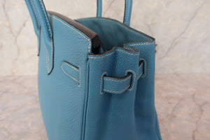 HERMES／エルメス バーキン30 トリヨンクレマンス ブルージーン □M刻印 ハンドバッグ 700100127