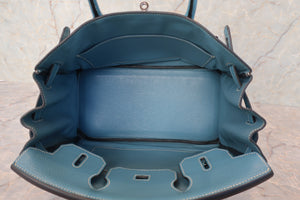 HERMES／エルメス バーキン30 トリヨンクレマンス ブルージーン □M刻印 ハンドバッグ 700100127