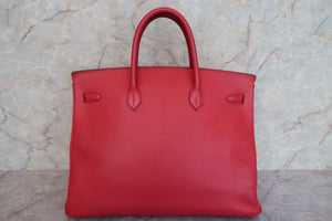 HERMES BIRKIN 40 Graine Couchevel leather Rouge vif □G刻印 Hand bag 600090113