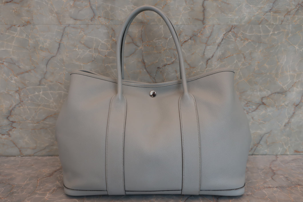 HERMES GARDEN PARTY PM Epsom leather Blue glacier A刻印 Tote bag 600080053