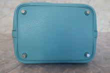 将图片加载到图库查看器，HERMES PICOTIN LOCK PM Clemence leather Blue atoll T刻印 Hand bag 700120237
