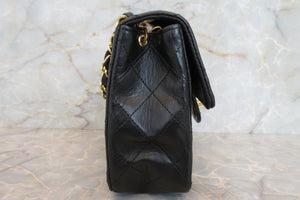 CHANEL Mini Matelasse single flap chain shoulder bag Lambskin Black/Gold hadware Shoulder bag 700010165