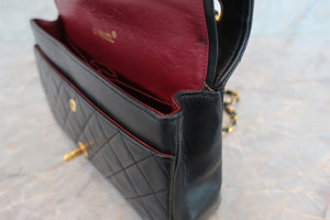 CHANEL Matelasse double flap double chain shoulder bag Lambskin Black/Gold hadware Shoulder bag 600050163