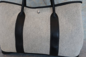 HERMES GARDEN PARTY PM Toile H/Leather Gray/Black □G刻印 Tote bag 600080010