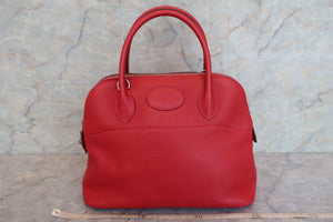 HERMES／BOLIDE 31 Clemence leather Rouge casaque T Engraving Shoulder bag 600090134