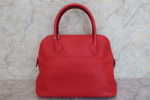 HERMES／BOLIDE 31 Clemence leather Rouge casaque T Engraving Shoulder bag 600090134