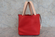 將圖片載入圖庫檢視器 HERMES／エルメス ピコタンロックタッチＭＭ トリヨンクレマンス/ヴォースイフト ルージュトマト/ローズエグランタイン X刻印 ハンドバッグ 800060171
