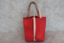 將圖片載入圖庫檢視器 HERMES／エルメス ピコタンロックタッチＭＭ トリヨンクレマンス/ヴォースイフト ルージュトマト/ローズエグランタイン X刻印 ハンドバッグ 800060171
