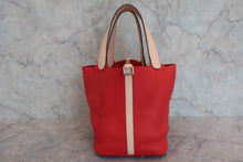 將圖片載入圖庫檢視器 HERMES／エルメス ピコタンロックタッチＭＭ トリヨンクレマンス/ヴォースイフト ルージュトマト/ローズエグランタイン X刻印 ハンドバッグ 800060171
