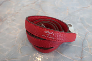 HERMES／BOLIDE 31 Clemence leather Rouge casaque T刻印 Shoulder bag 600090134