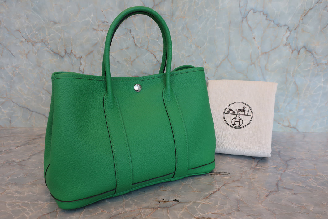 HERMES GARDEN PARTY TPM Country leather Bambou □Q Engraving