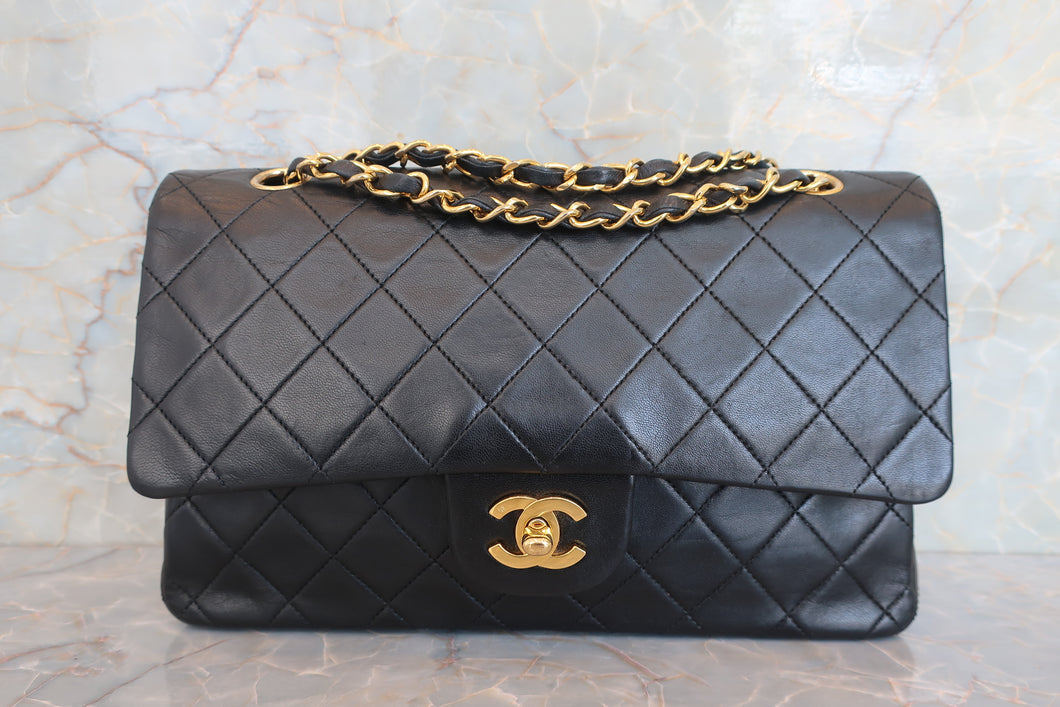 CHANEL/シャネル マトラッセＷフラップＷチェーンショルダーバッグ ラムスキン ブラック/ゴールド金具 ショルダーバッグ 700060273