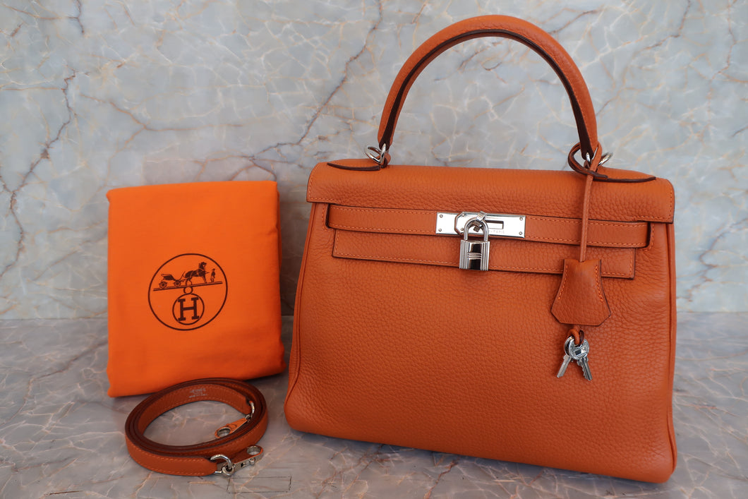 HERMES／エルメス ケリー28 トリヨンクレマンス オレンジ □H刻印 ショルダーバッグ 700030093