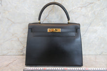 將圖片載入圖庫檢視器 HERMES／エルメス ケリー28 ボックスカーフ ブラック 〇T刻印 ショルダーバッグ 700030274
