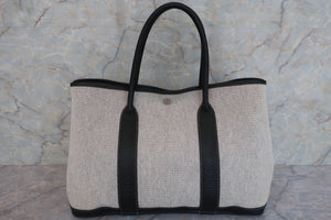 HERMES GARDEN PARTY PM Toile H/Leather Gray/Black □H刻印 Tote bag 600100129