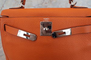 HERMES／エルメス ケリー28 トリヨンクレマンス オレンジ □H刻印 ショルダーバッグ 700030093