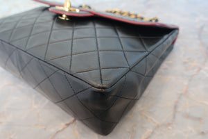 CHANEL Matelasse By color chain shoulder bag Lambskin Black/Red/Gold hadware Shoulder bag 700100093
