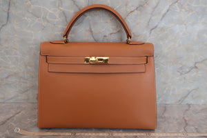 HERMES／エルメス ケリー32 ボックスカーフ ナチュラル ショルダーバッグ 600120092