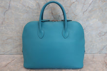 将图片加载到图库查看器，HERMES／BOLIDE 1923 Swift leather Turquoise blue □K刻印 Hand bag 600060142
