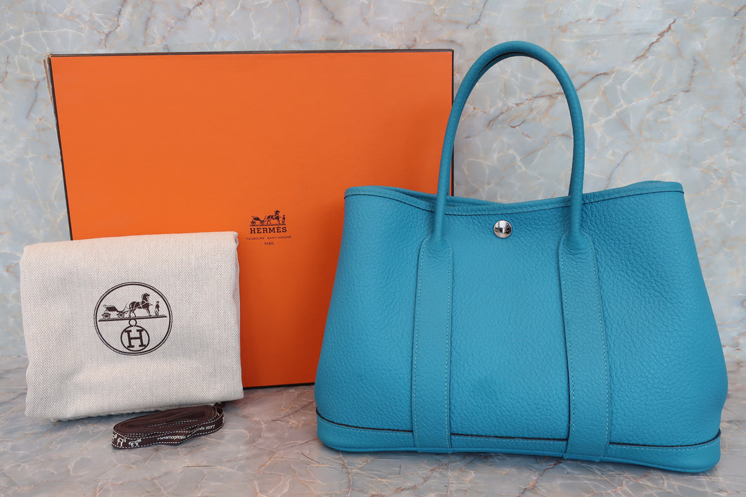 HERMES GARDEN PARTY TPM Negonda leather Turquoise blue □Q刻印 Tote bag 700020009