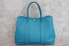 将图片加载到图库查看器，HERMES GARDEN PARTY TPM Negonda leather Turquoise blue □Q刻印 Tote bag 700020009
