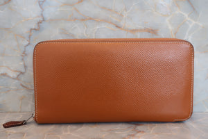 HERMES／エルメス アザップロング シルクイン ヴォーエプソン/シルク コニャック X刻印 財布 700050128