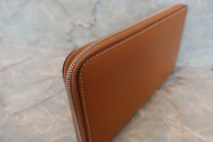 HERMES／エルメス アザップロング シルクイン ヴォーエプソン/シルク コニャック X刻印 財布 700050128