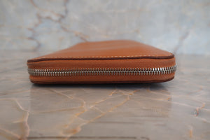 HERMES／エルメス アザップロング シルクイン ヴォーエプソン/シルク コニャック X刻印 財布 700050128
