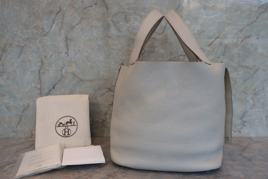 HERMES／エルメス ピコタンロックGM トリヨンクレマンス パールグレー □O刻印 ハンドバッグ 700030190
