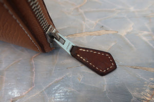 HERMES／エルメス アザップロング シルクイン ヴォーエプソン/シルク コニャック X刻印 財布 700050128