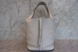 HERMES／エルメス ピコタンロックGM トリヨンクレマンス パールグレー □O刻印 ハンドバッグ 700030190