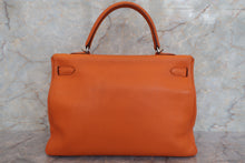 将图片加载到图库查看器，HERMES  KELLY 35 Clemence leather Orange □N刻印 Shoulder bag 700010136
