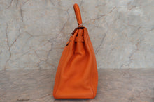 将图片加载到图库查看器，HERMES  KELLY 35 Clemence leather Orange □N刻印 Shoulder bag 700010136
