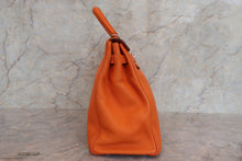 将图片加载到图库查看器，HERMES  KELLY 35 Clemence leather Orange □N刻印 Shoulder bag 700010136
