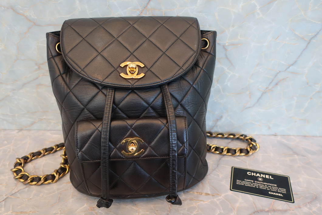 CHANEL/シャネル マトラッセチェーンリュック ラムスキン ブラック/ゴールド金具 リュック 700090056