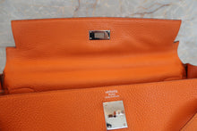 将图片加载到图库查看器，HERMES  KELLY 35 Clemence leather Orange □N刻印 Shoulder bag 700010136
