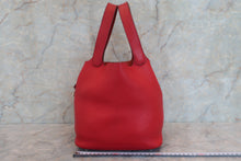 将图片加载到图库查看器，HERMES PICOTIN LOCK MM Clemence leather Rouge casaque □P刻印 Hand bag 600060150
