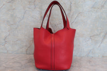 将图片加载到图库查看器，HERMES PICOTIN LOCK MM Clemence leather Rouge casaque □P刻印 Hand bag 600060150
