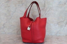 将图片加载到图库查看器，HERMES PICOTIN LOCK MM Clemence leather Rouge casaque □P刻印 Hand bag 600060150
