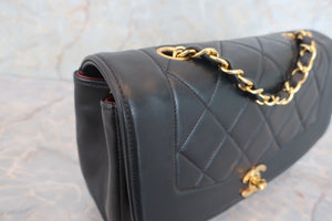 CHANEL Diana matelasse chain shoulder bag Lambskin Black/Gold hadware Shoulder bag 600080046