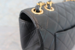 CHANEL/シャネル 中マトラッセシングルフラップチェーンショルダーバッグ ラムスキン ブラック/ゴールド金具 ショルダーバッグ 700060269
